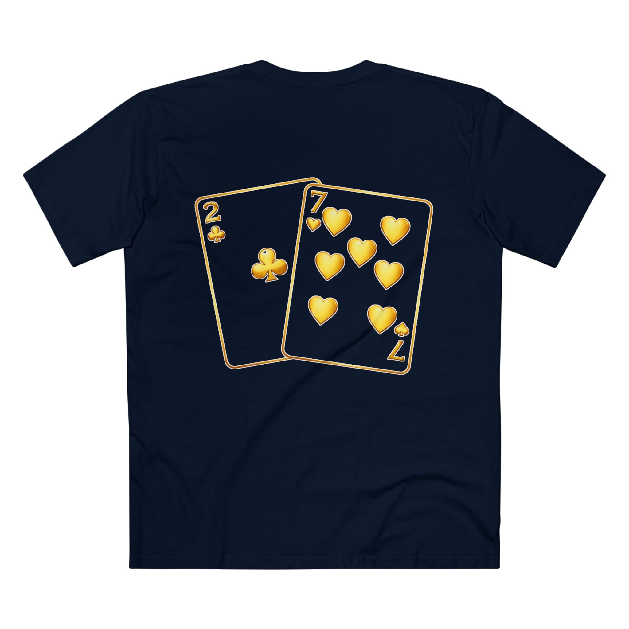 7-2 Style T-Shirt in Navy – Back Flat Lay | All Bluff Poker