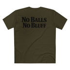 No Balls No Bluff T-Shirt in Army – Back Flat Lay | All Bluff Poker