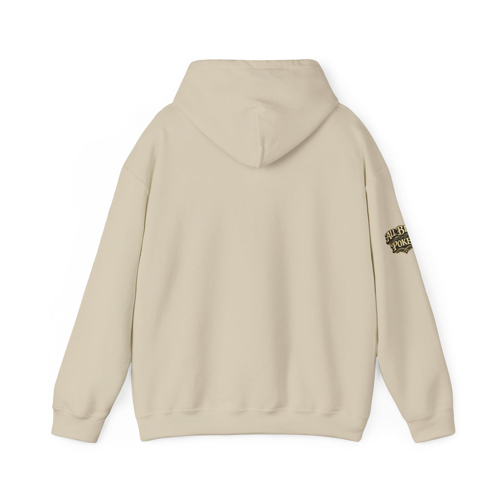 No Balls No Bluff Pullover Hoodie in Sand – Back Flat Lay | All Bluff Poker