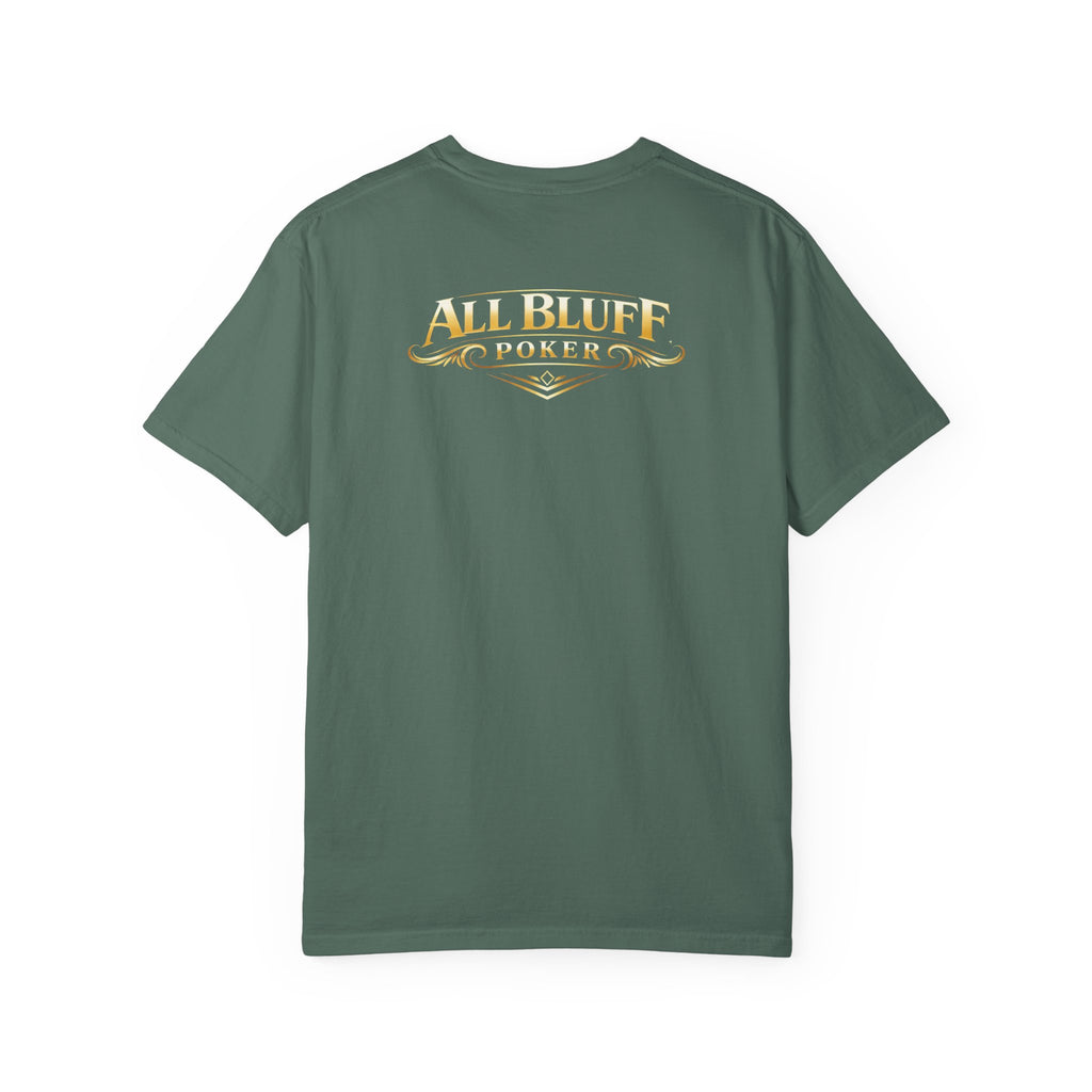 7-2 Style T-Shirt in Blue Spruce – Back Flat Lay | All Bluff Poker