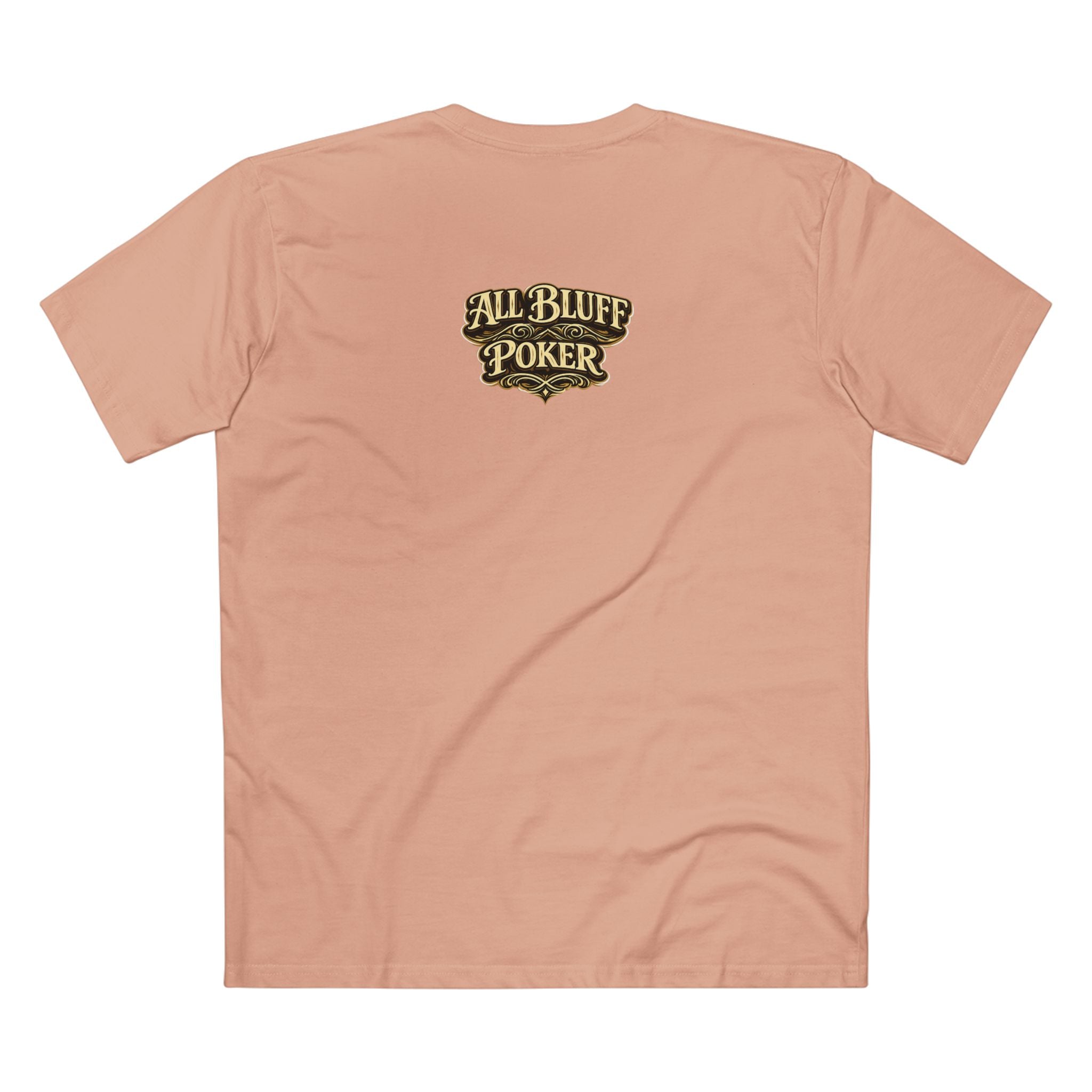 No Balls No Bluff T-Shirt in Pale Pink – Back Flat Lay | All Bluff Poker