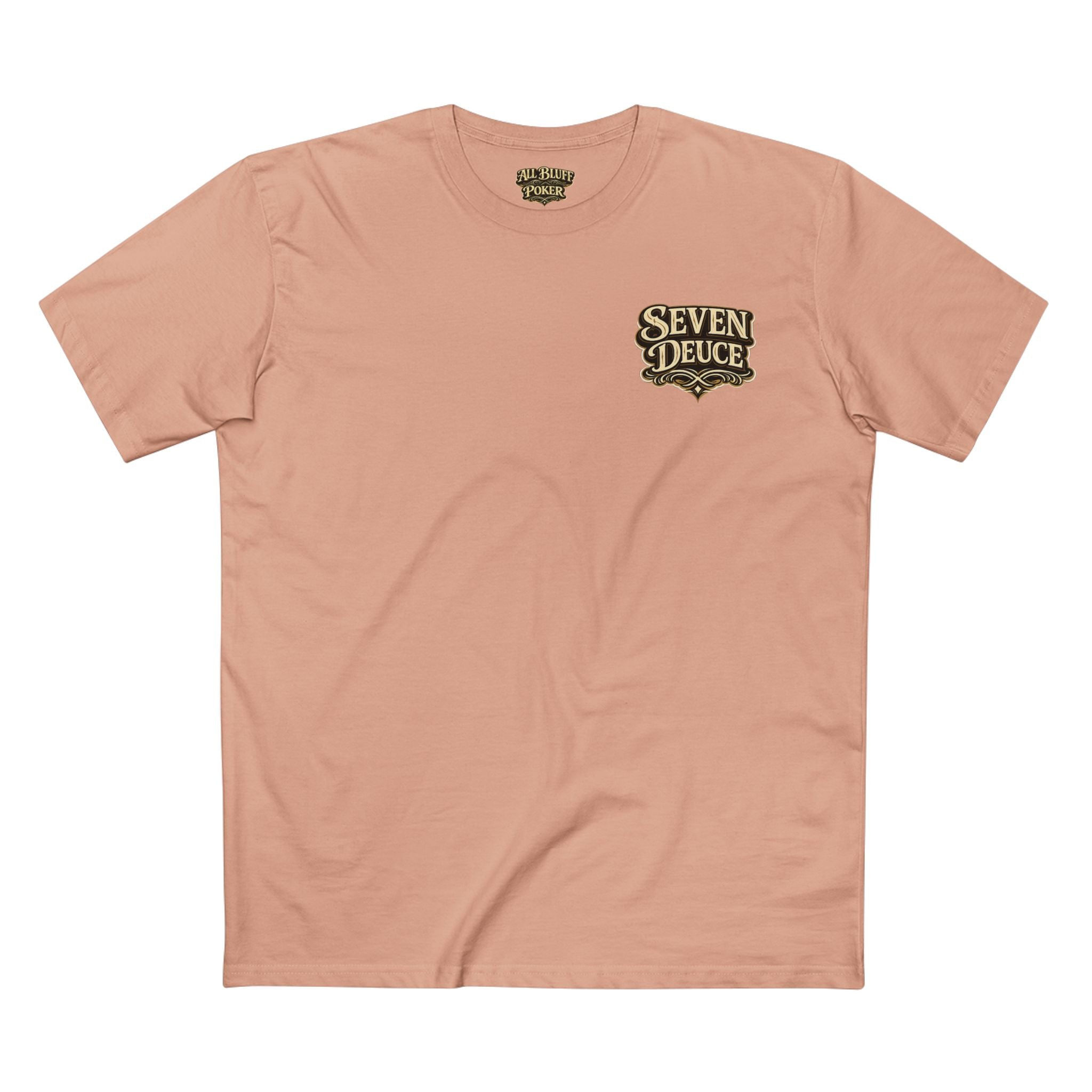 7-2 Style T-Shirt in Pale Pink – Front Flat Lay | All Bluff Poker