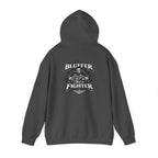 I'm a Bluffer Not a Fighter Pullover Hoodie in Dark Heather – Back Flat Lay | All Bluff Poker