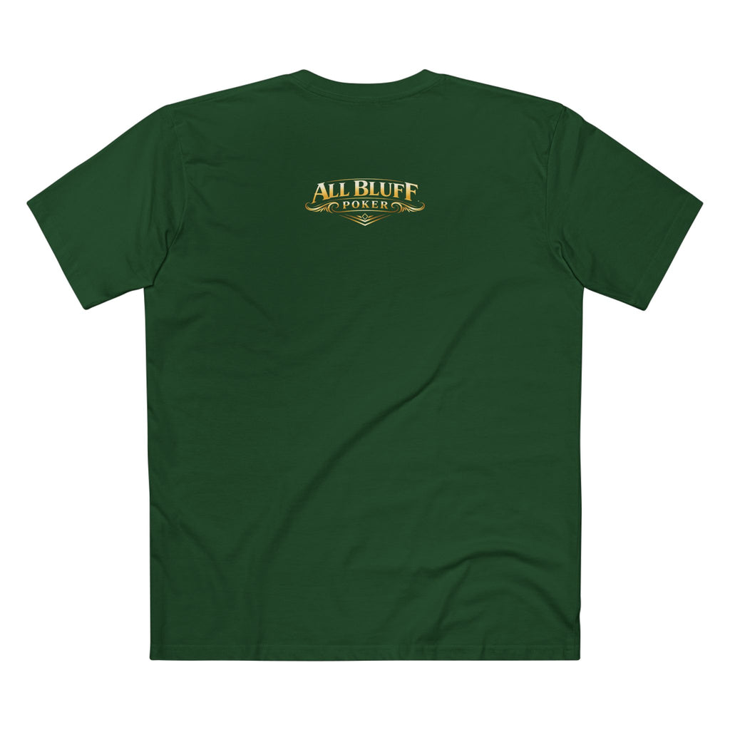 All Bluff No Fear T-Shirt in Forest Green – Back Flat Lay | All Bluff Poker