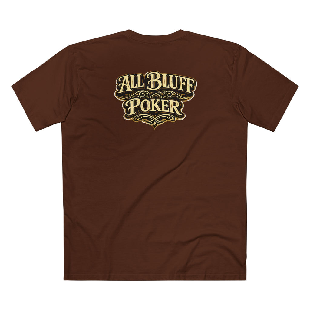7-2 Style T-Shirt in Dark Chocolate – Back Flat Lay | All Bluff Poker