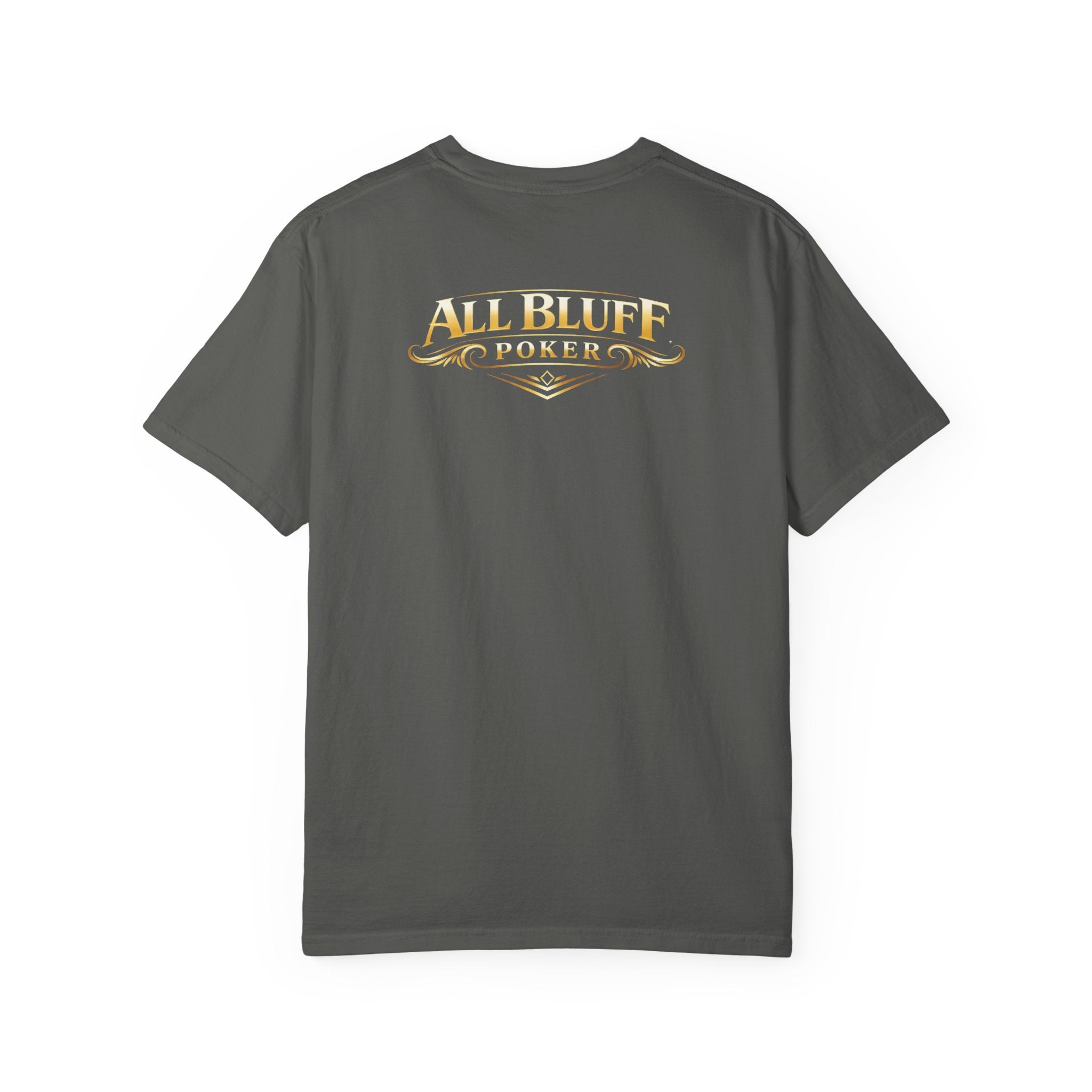 7-2 Style T-Shirt in Pepper – Back Flat Lay | All Bluff Poker