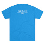 I'm a Bluffer Not a Fighter T-Shirt in Tri-Blend Vintage Turquoise – Back Flat Lay | All Bluff Poker