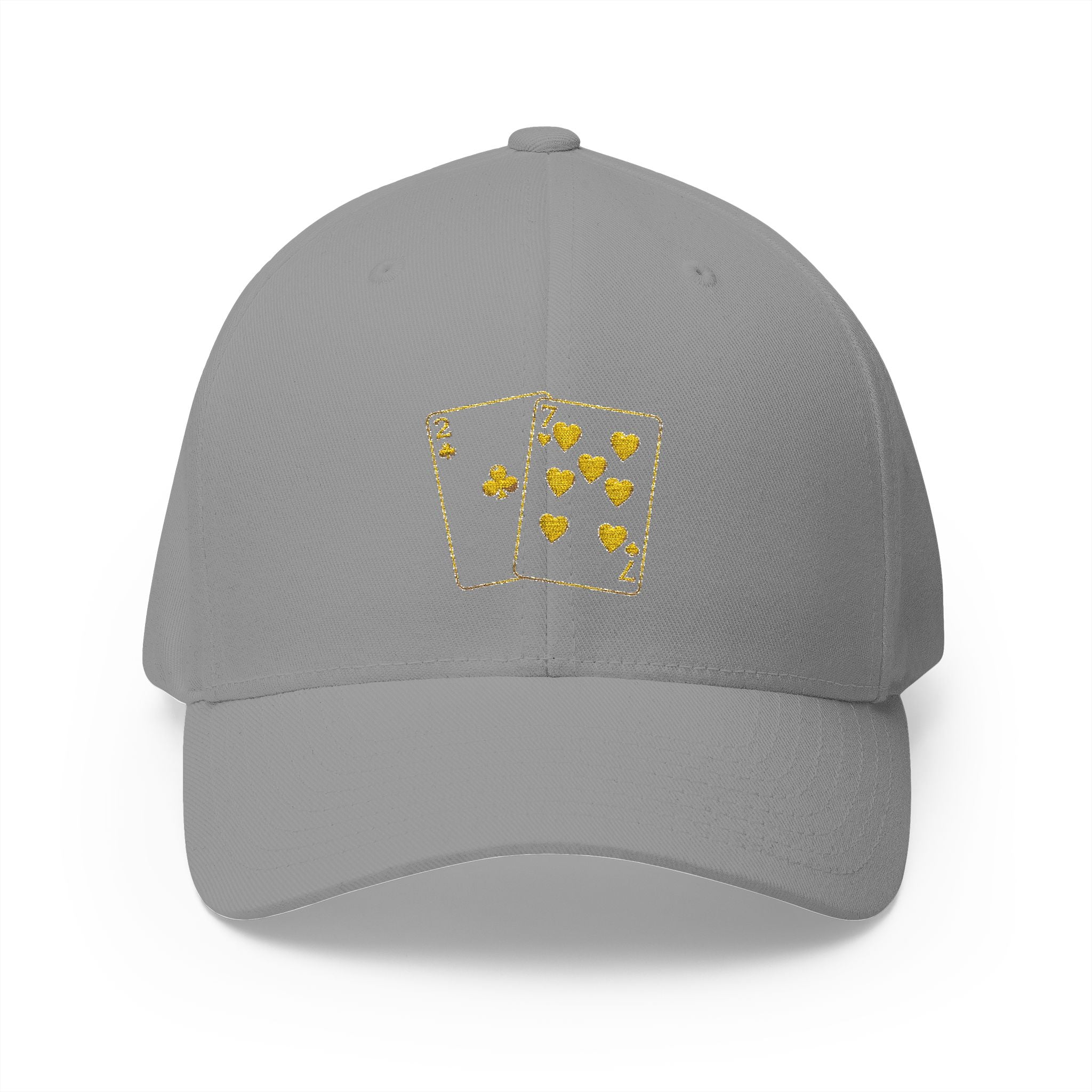 All Bluff Poker Fitted Cap in Grey – Front View | All Bluff Poker