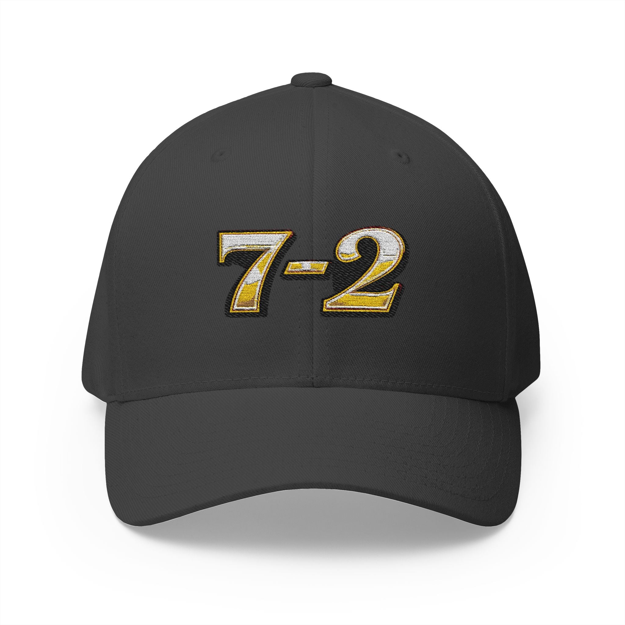 7-2 Style Fitted Cap in Dark Grey – Front View | All Bluff Poker