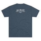 I'm a Bluffer Not a Fighter T-Shirt in Tri-Blend Indigo – Back Flat Lay | All Bluff Poker