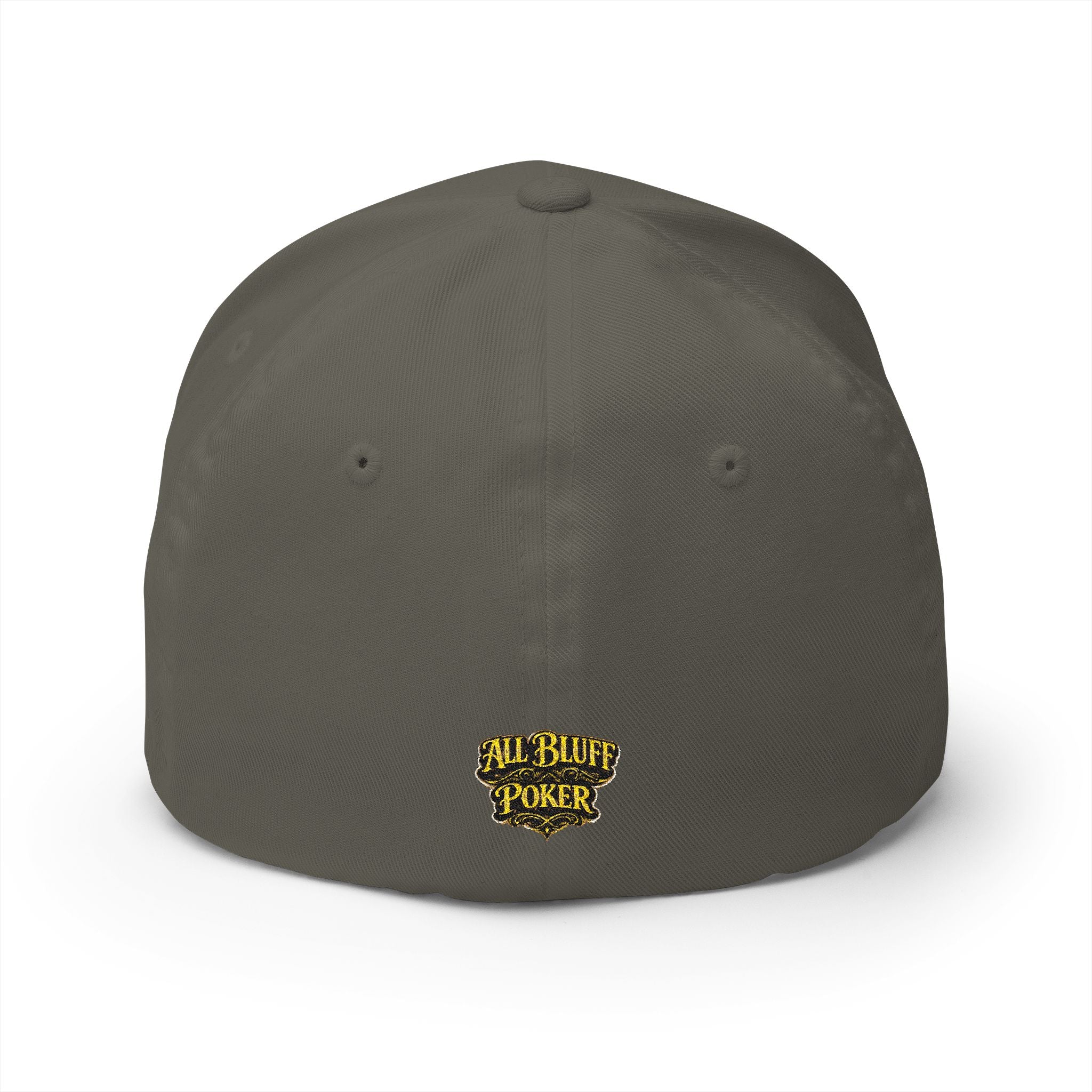 7-2 Style Fitted Cap in Olive – Back View | All Bluff Poker