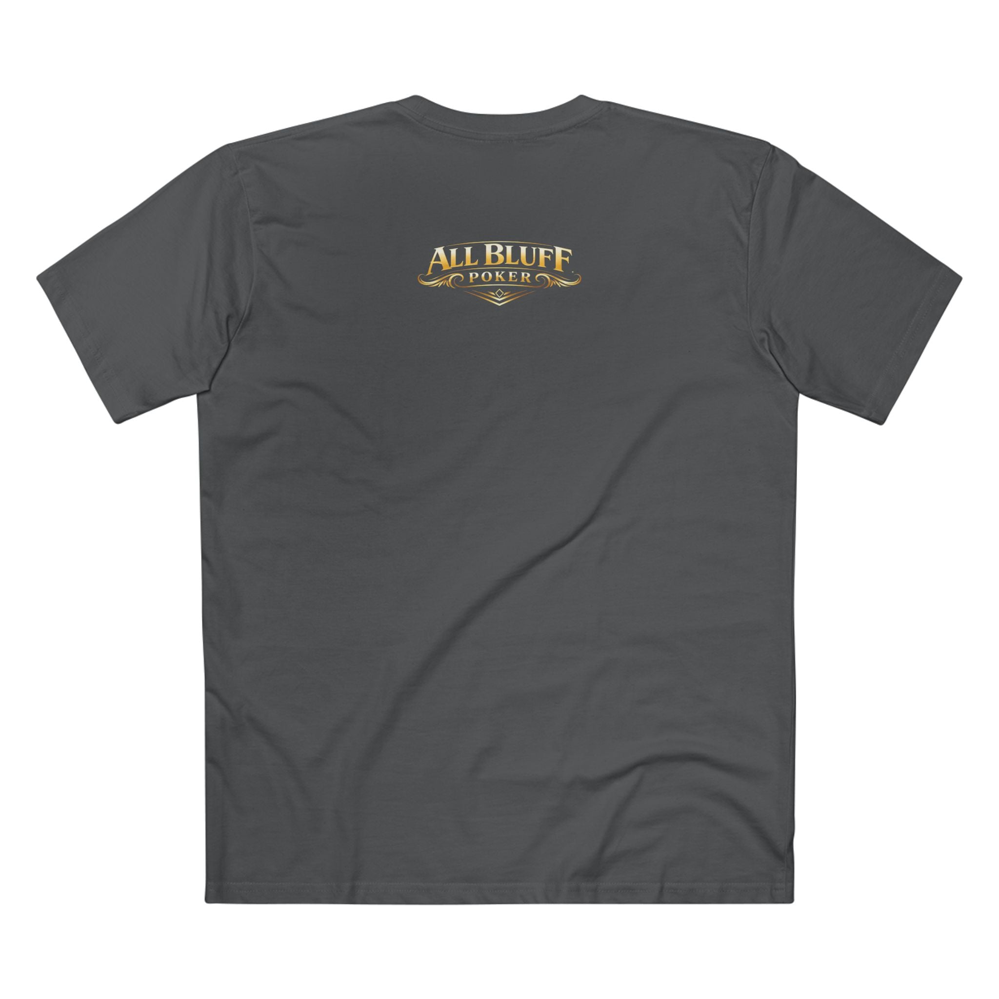 Professional Bluffer T-Shirt in Charcoal – Back Flat Lay | All Bluff Poker