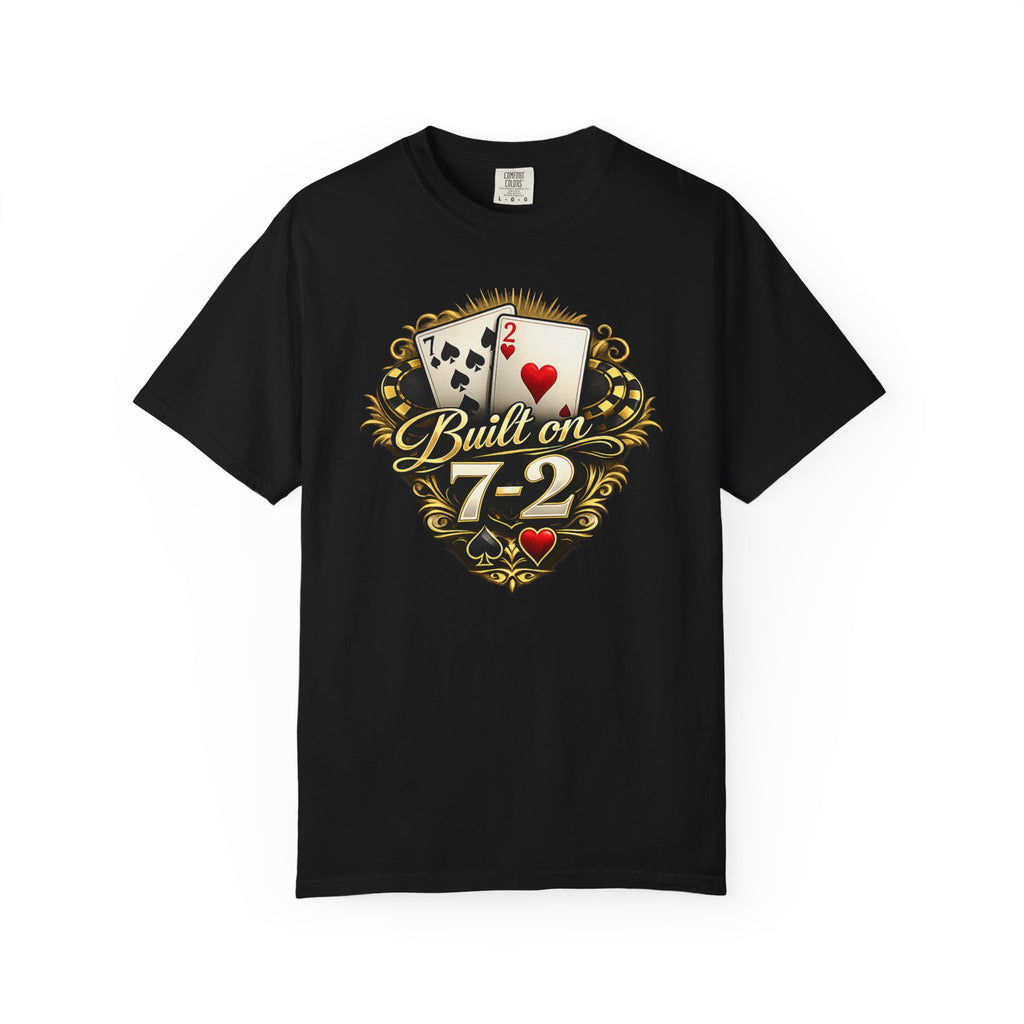 7-2 Style T-Shirt in Black – Front Flat Lay | All Bluff Poker