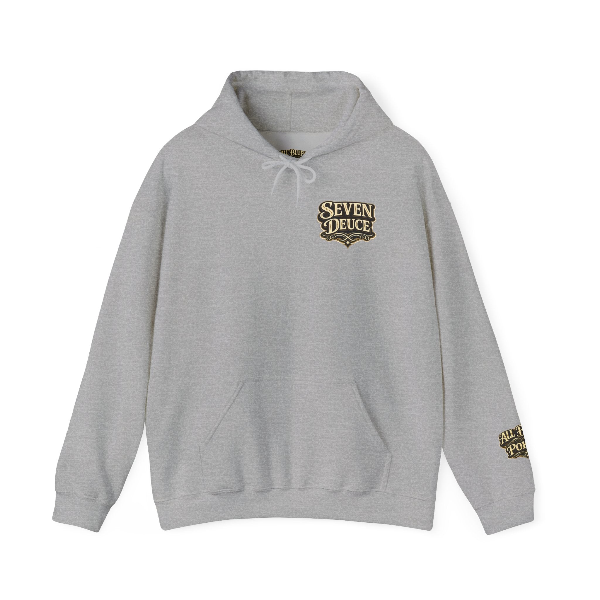 7-2 Style Pullover Hoodie in Sport Grey – Front Flat Lay | All Bluff Poker