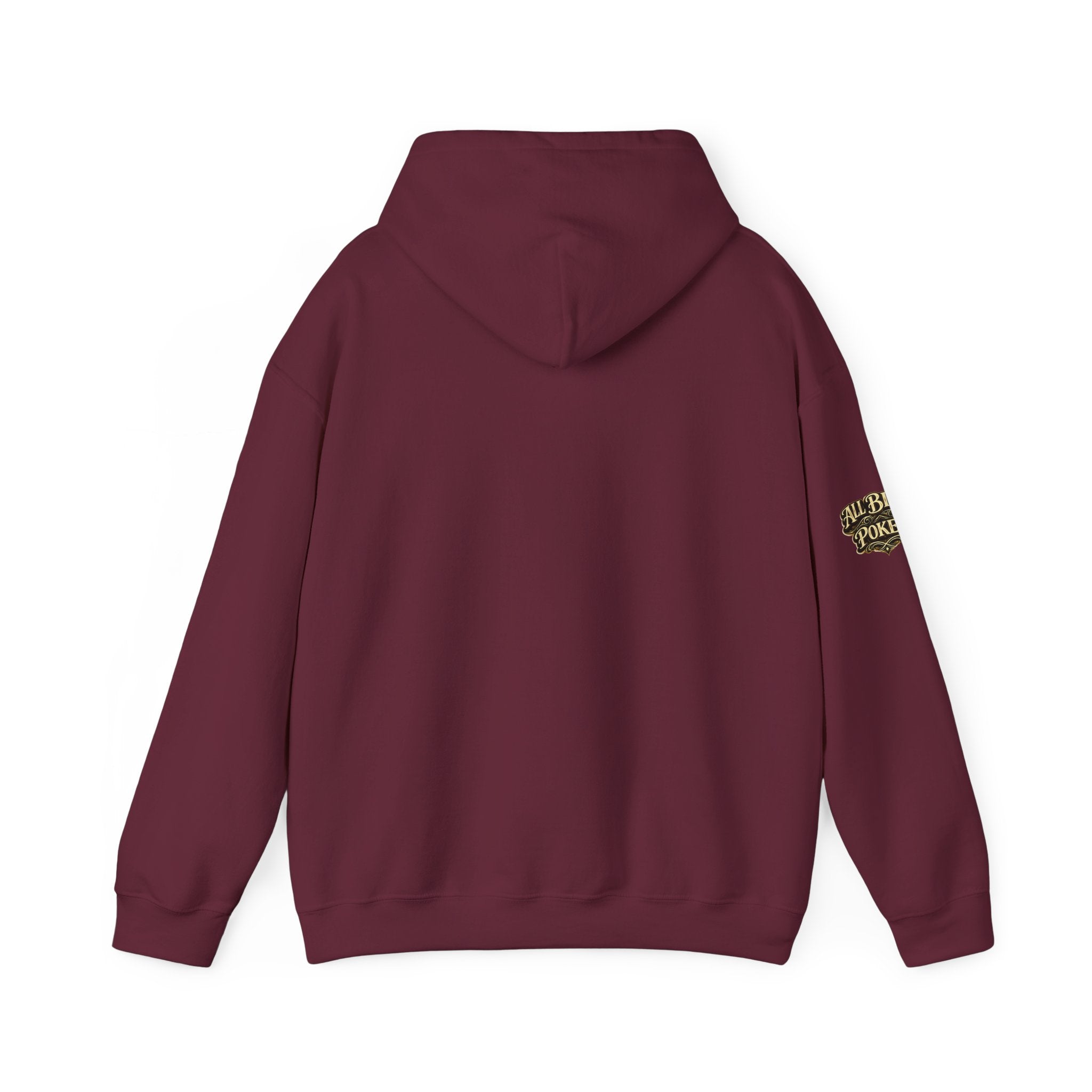No Balls No Bluff Pullover Hoodie in Maroon – Back Flat Lay | All Bluff Poker
