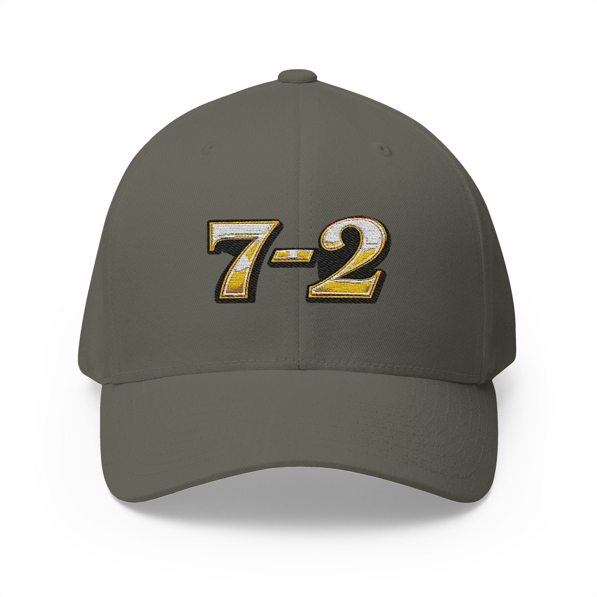 7-2 Style Fitted Cap in Olive – Front View | All Bluff Poker