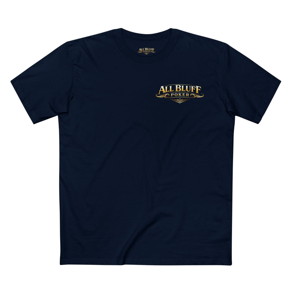 7-2 Style T-Shirt in Navy – Front Flat Lay | All Bluff Poker