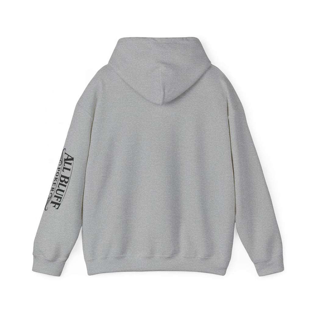 Professional Bluffer Pullover Hoodie in Sport Grey – Back Flat Lay | All Bluff Poker
