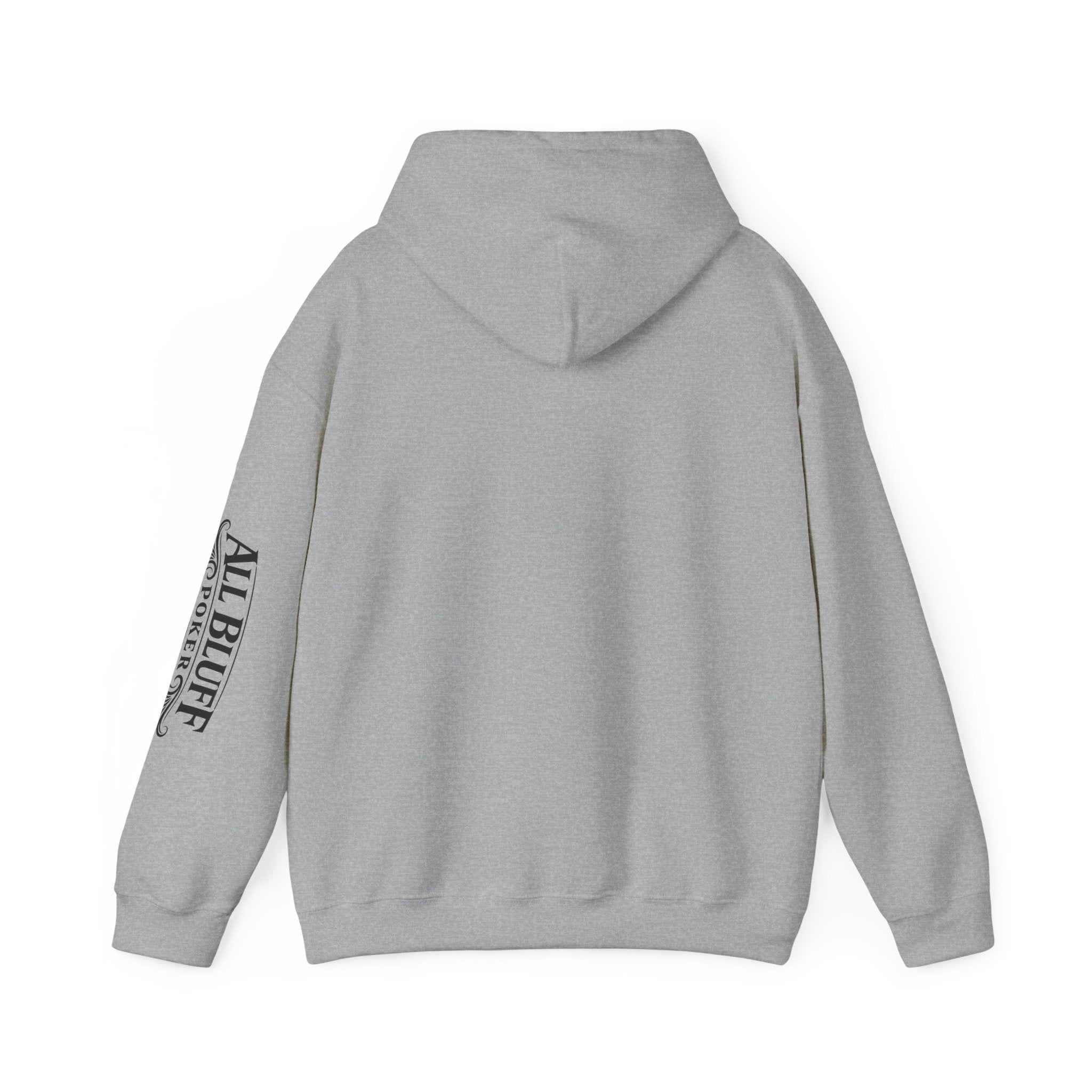 Professional Bluffer Pullover Hoodie in Sport Grey – Back Flat Lay | All Bluff Poker