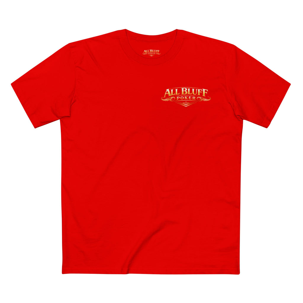 7-2 Style T-Shirt in Red – Front Flat Lay | All Bluff Poker