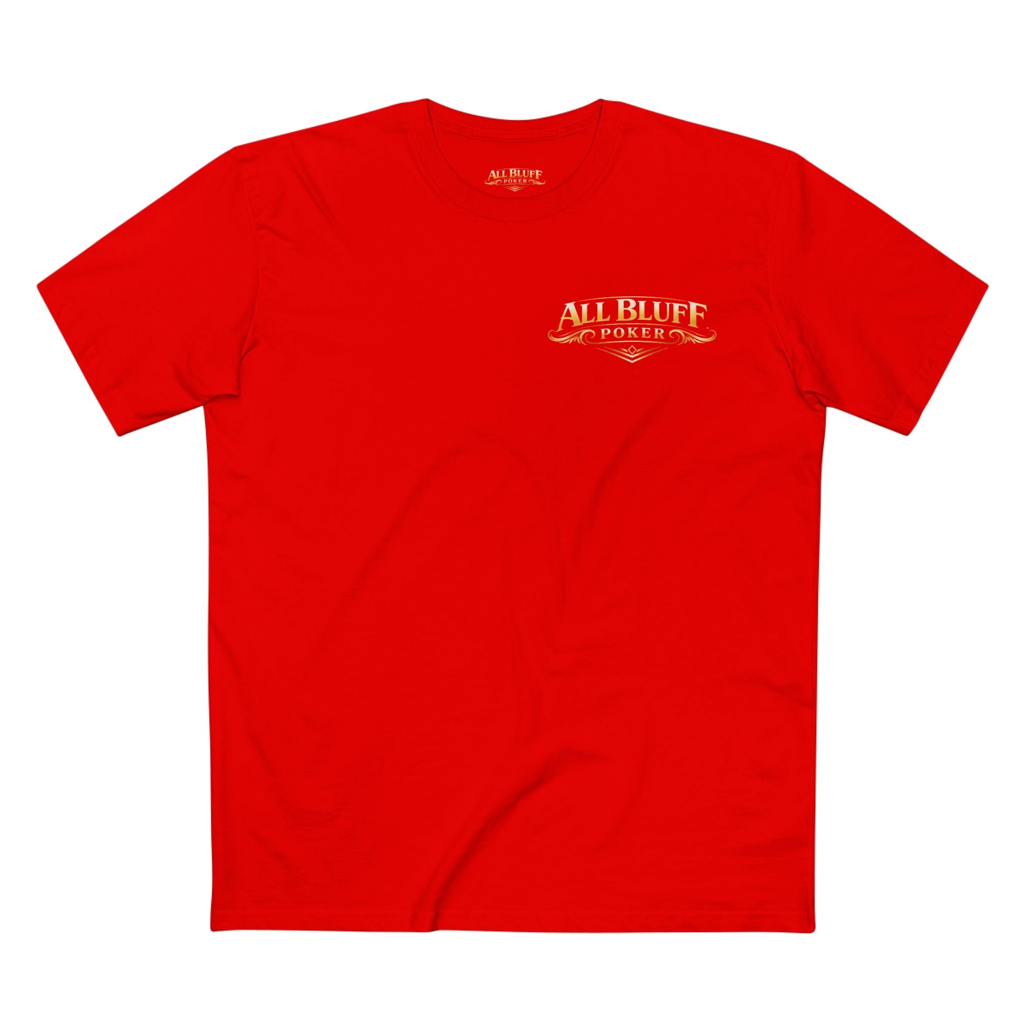 7-2 Style T-Shirt in Red – Front Flat Lay | All Bluff Poker
