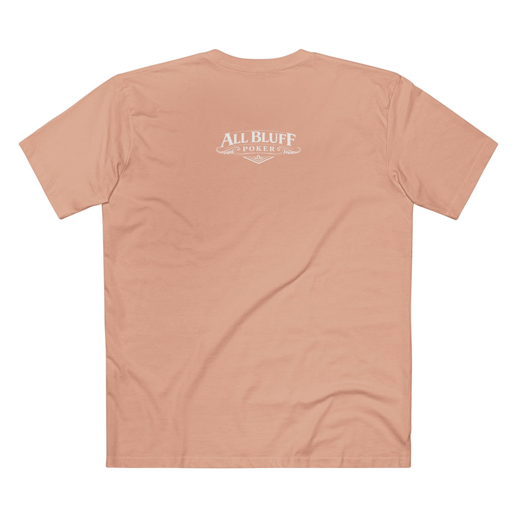No Balls No Bluff T-Shirt in Pale Pink – Back Flat Lay | All Bluff Poker
