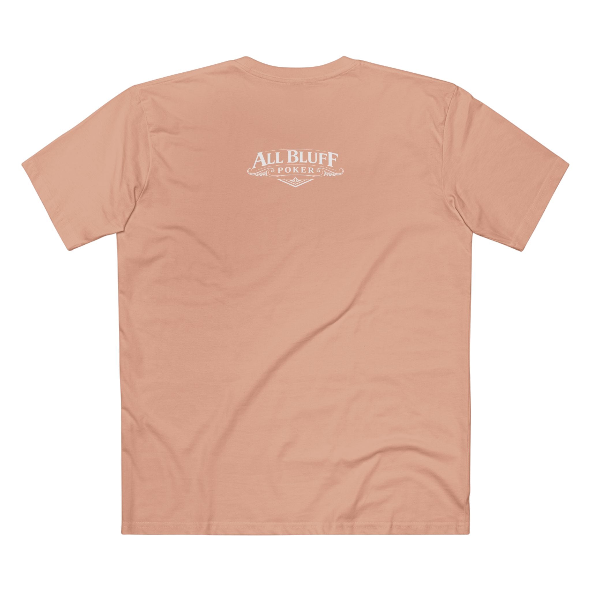 No Balls No Bluff T-Shirt in Pale Pink – Back Flat Lay | All Bluff Poker