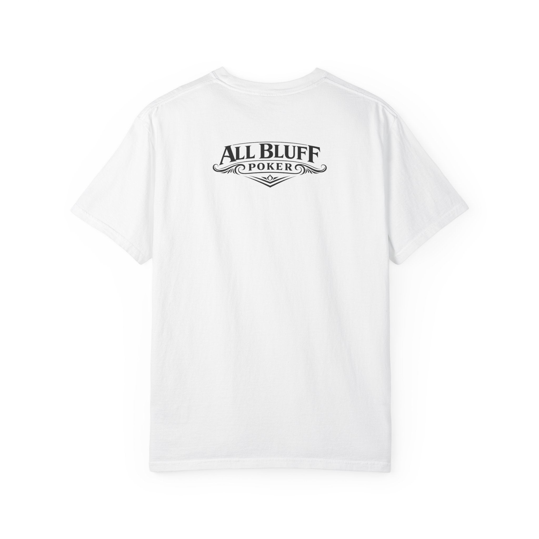 7-2 Style T-Shirt in White – Back Flat Lay | All Bluff Poker
