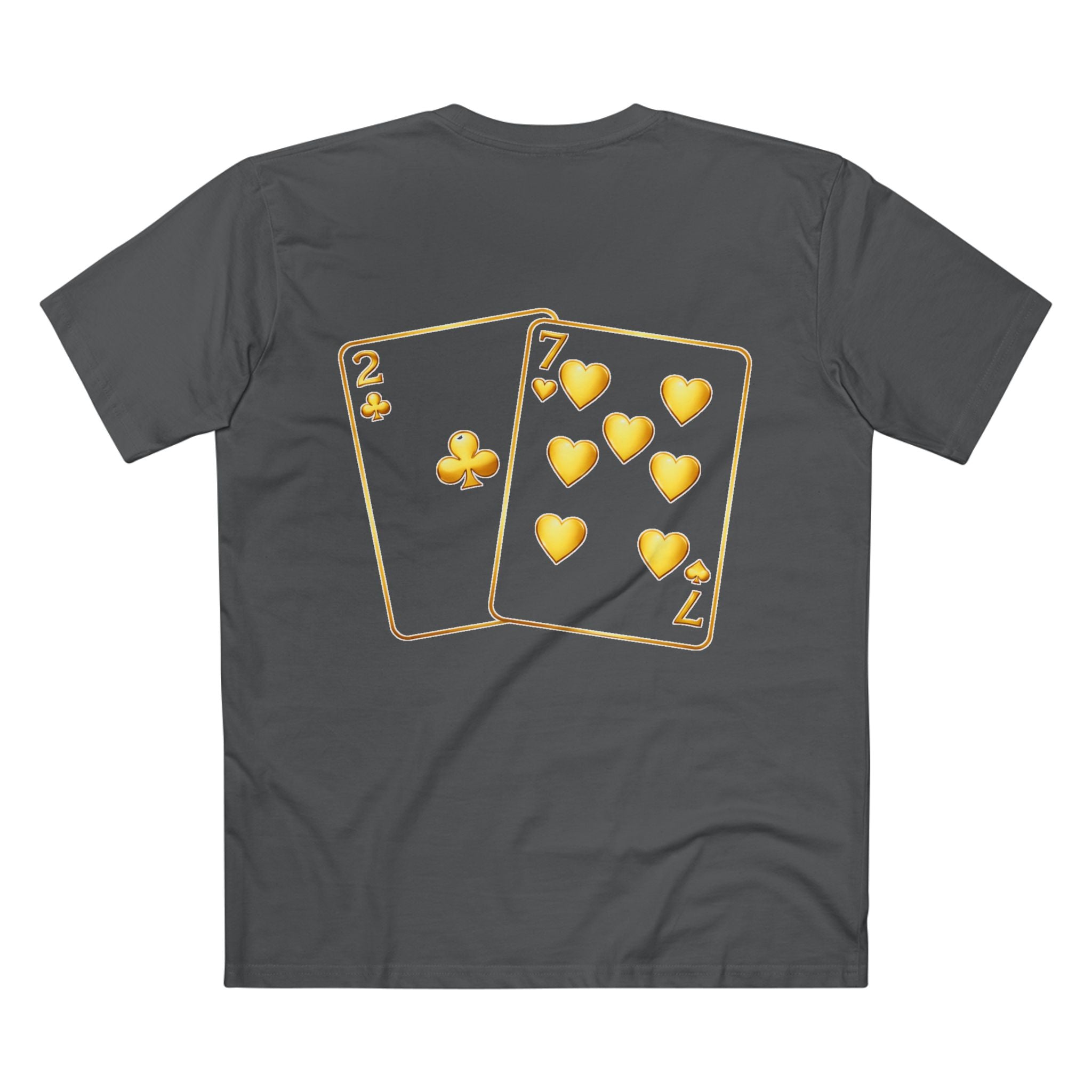 7-2 Style T-Shirt in Charcoal – Back Flat Lay | All Bluff Poker