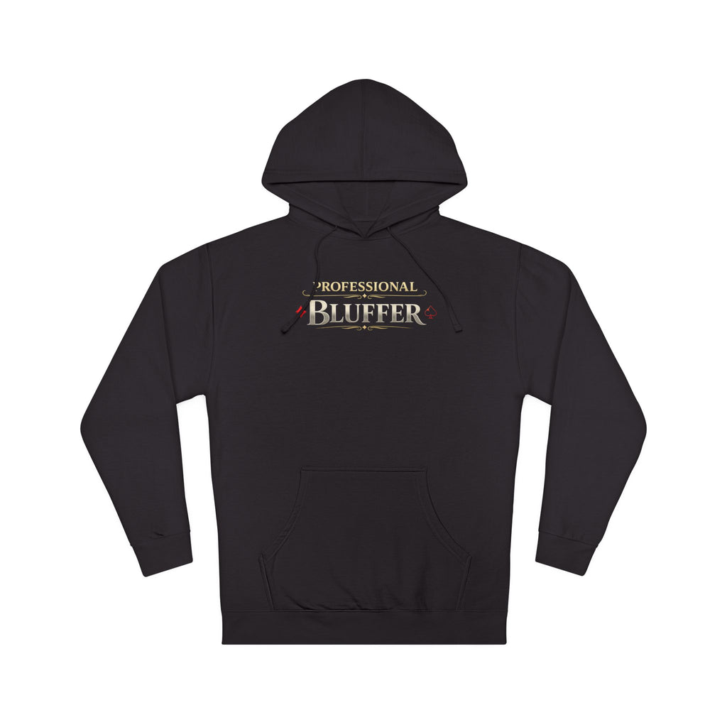 Professional Bluffer Pullover Hoodie in Black – Front Flat Lay | All Bluff Poker