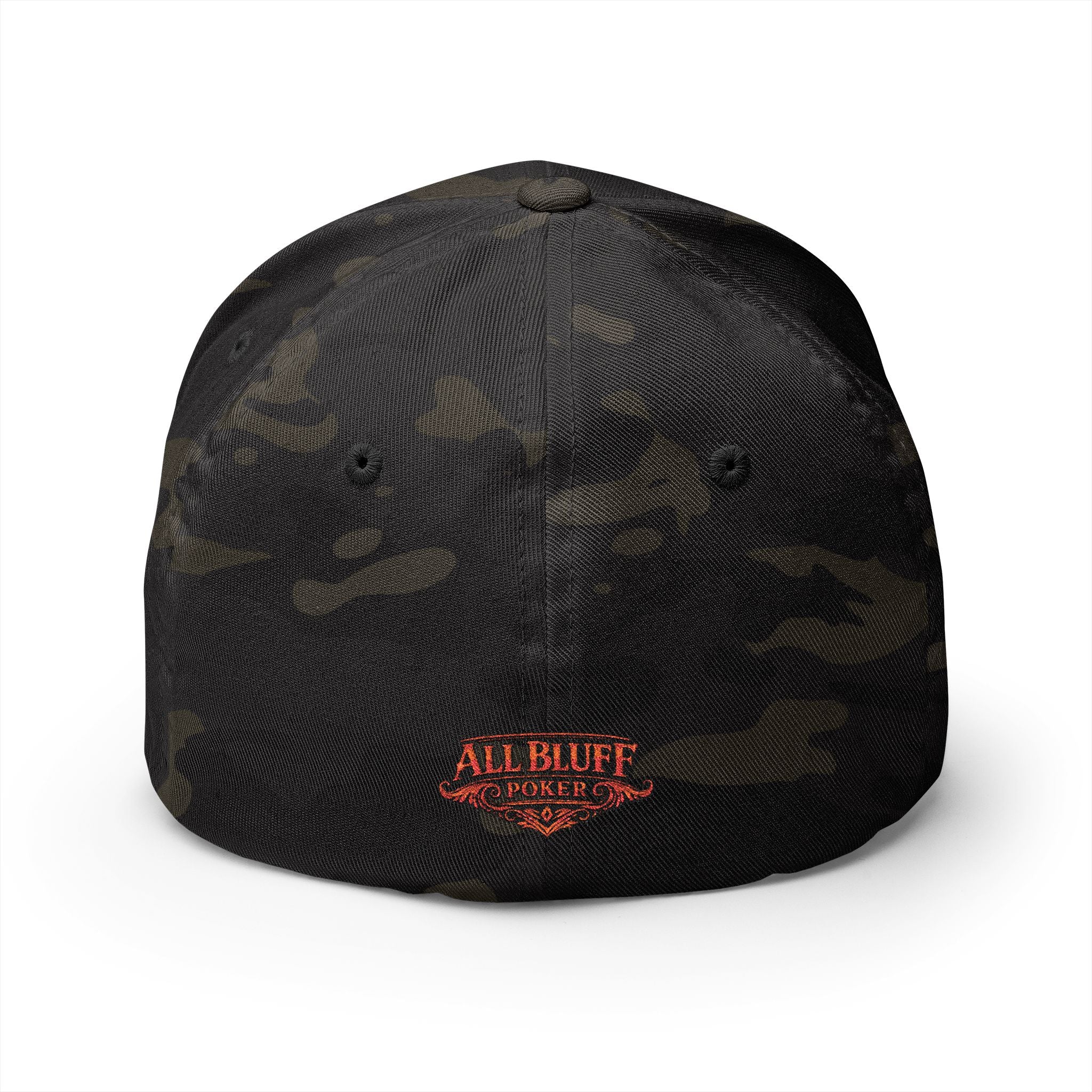 Professional Bluffer Fitted Cap in Multicam Black – Back View | All Bluff Poker