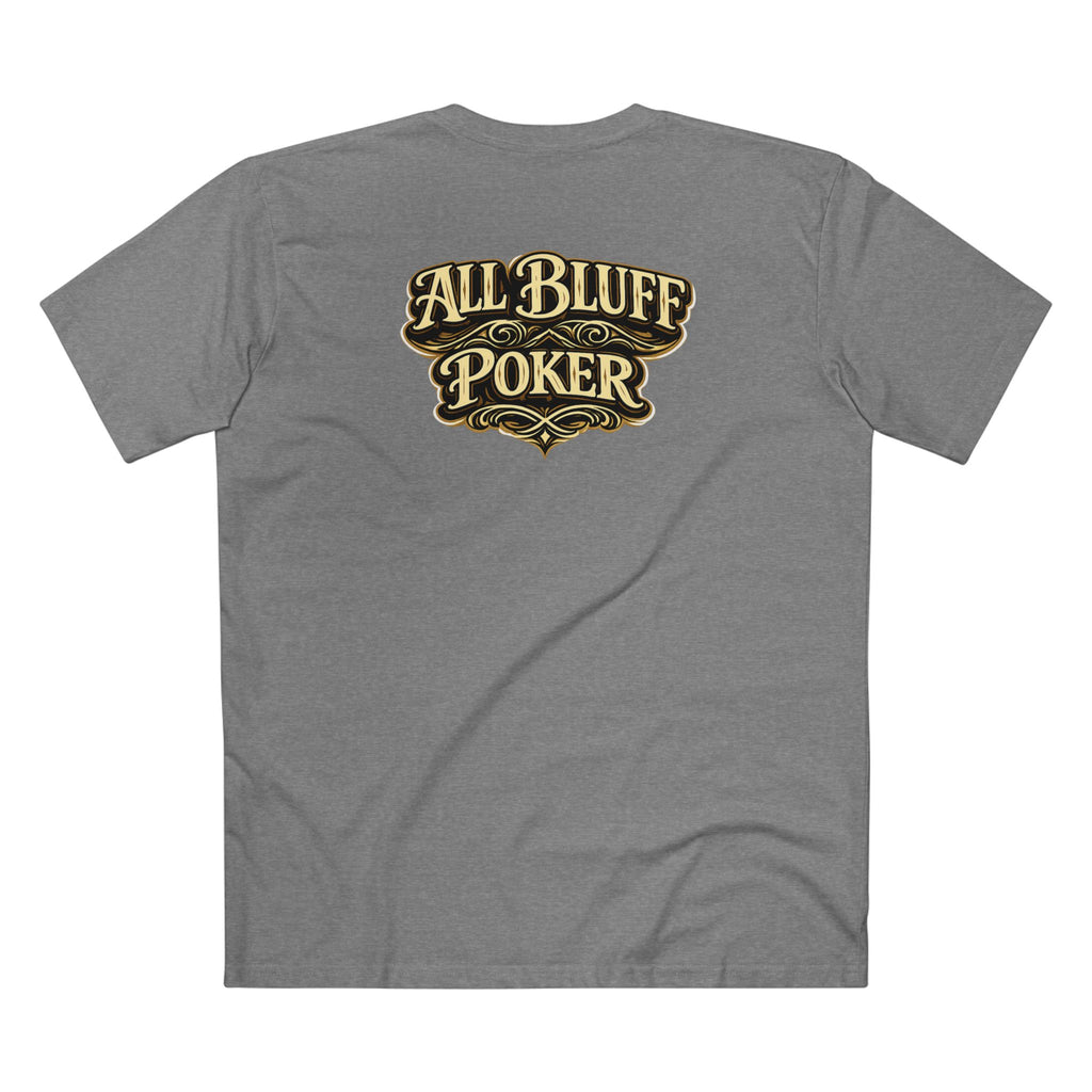 All Courage T-Shirt in Athletic Heather – Back Flat Lay | All Bluff Poker