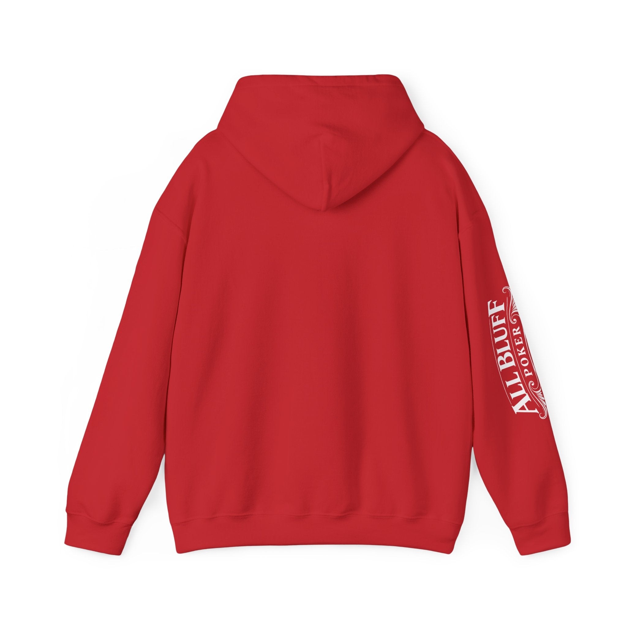 7-2 Style Pullover Hoodie in Red – Back Flat Lay | All Bluff Poker