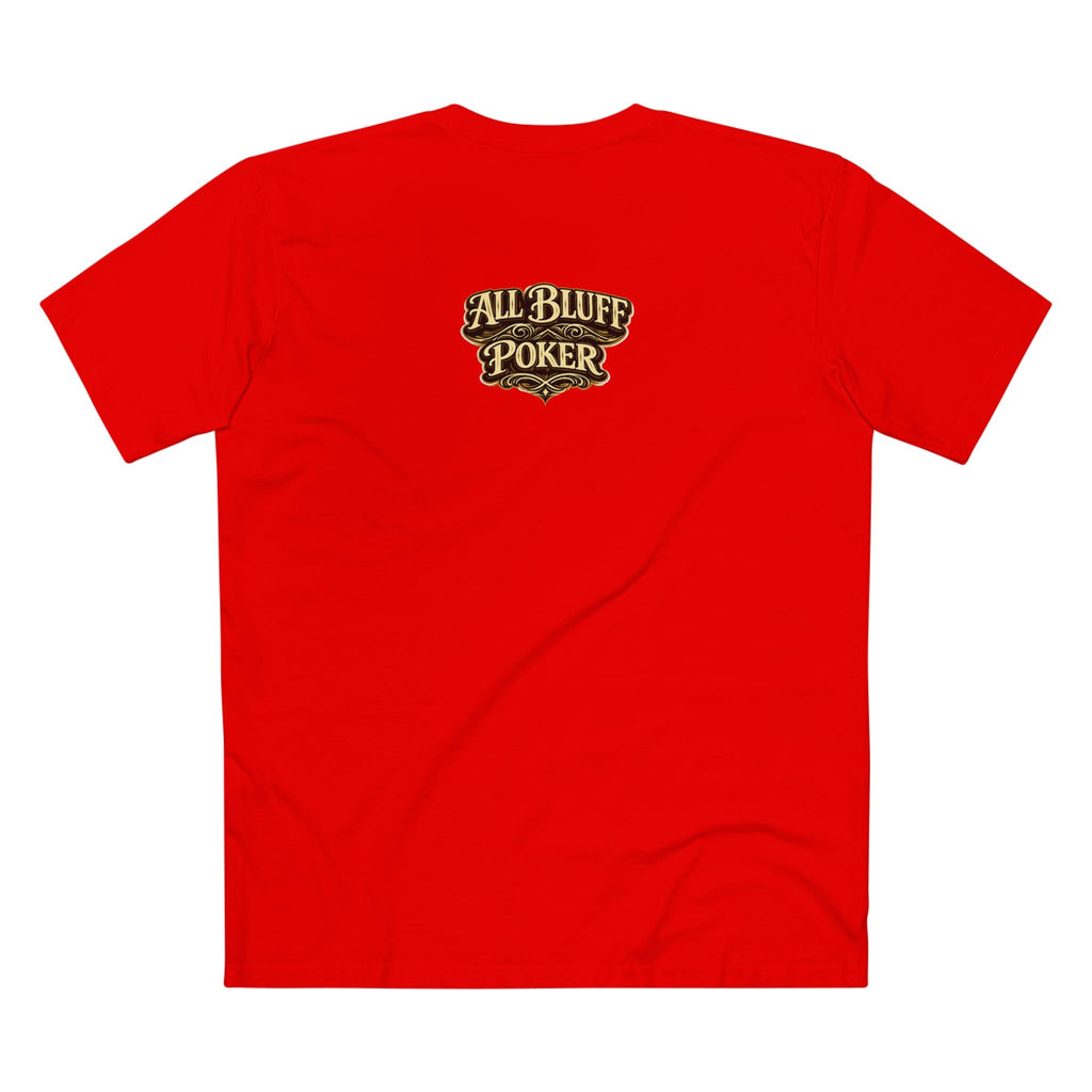 Professional Bluffer T-Shirt in Red – Back Flat Lay | All Bluff Poker