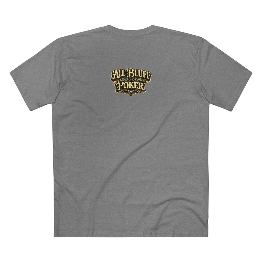 Professional Bluffer T-Shirt in Athletic Heather – Back Flat Lay | All Bluff Poker