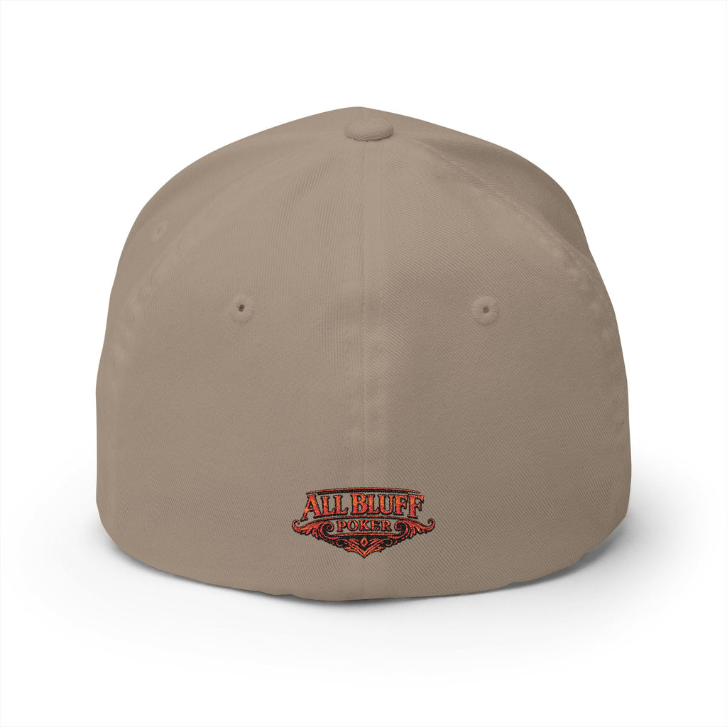 Professional Bluffer Fitted Cap in Khaki – Back View | All Bluff Poker