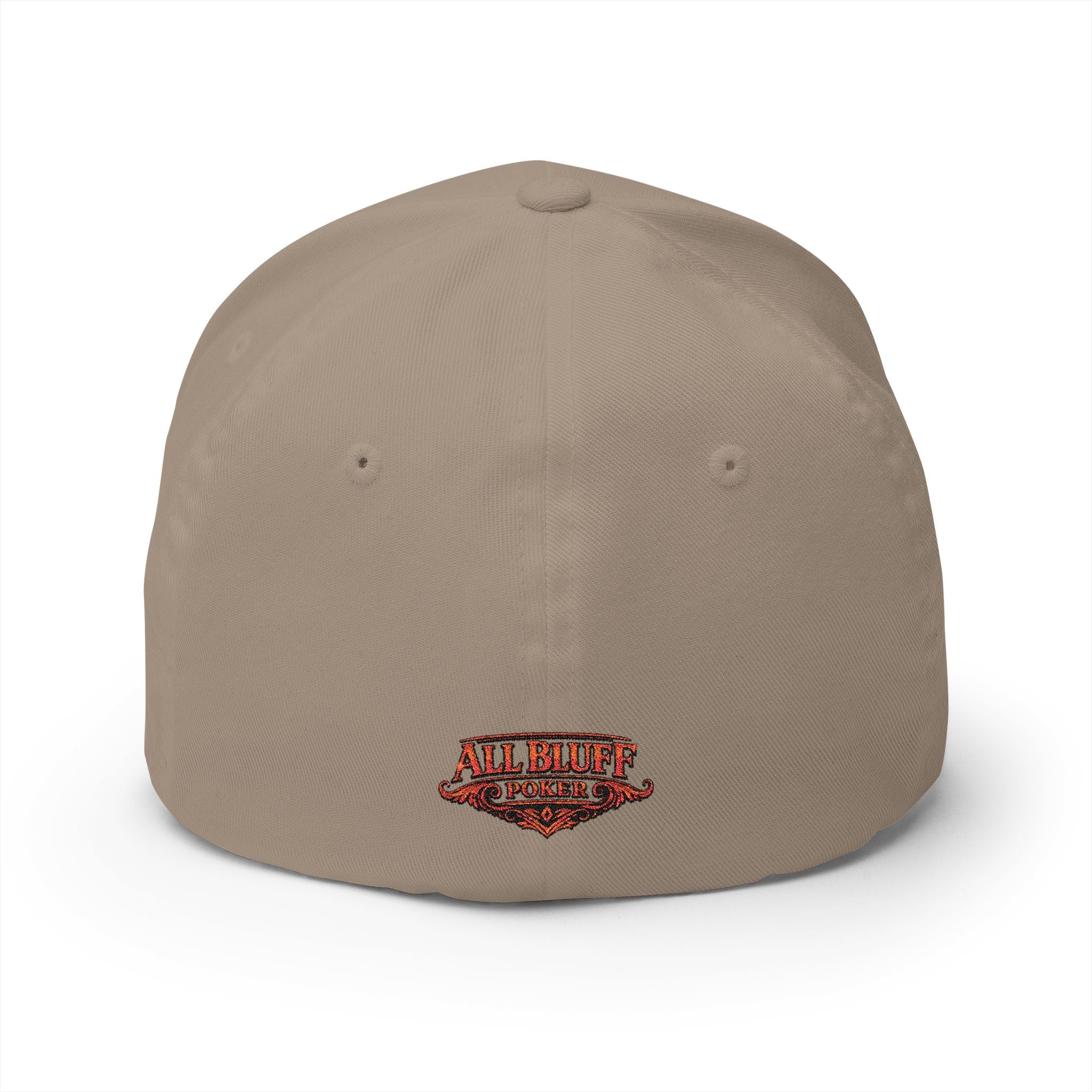 Professional Bluffer Fitted Cap in Khaki – Back View | All Bluff Poker