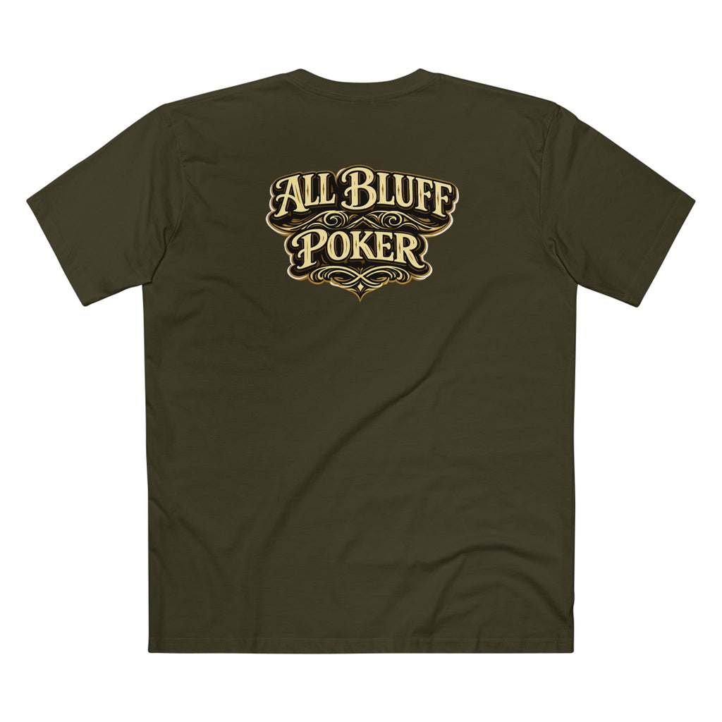 7-2 Style T-Shirt in Army – Back Flat Lay | All Bluff Poker