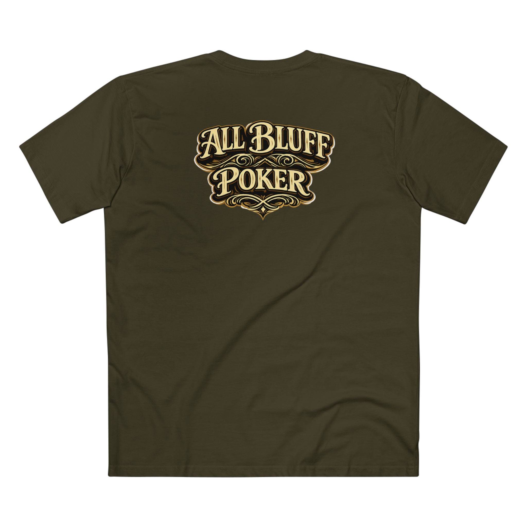 7-2 Style T-Shirt in Army – Back Flat Lay | All Bluff Poker