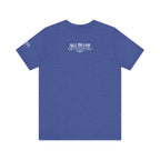 All Bluff No Fear T-Shirt in Heather True Royal – Back Flat Lay | All Bluff Poker