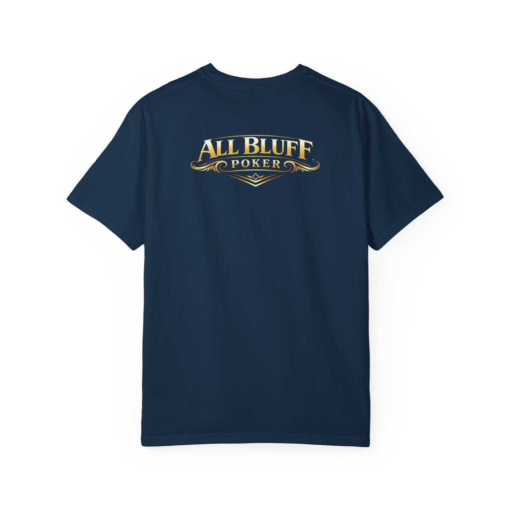 7-2 Style T-Shirt in True Navy – Back Flat Lay | All Bluff Poker