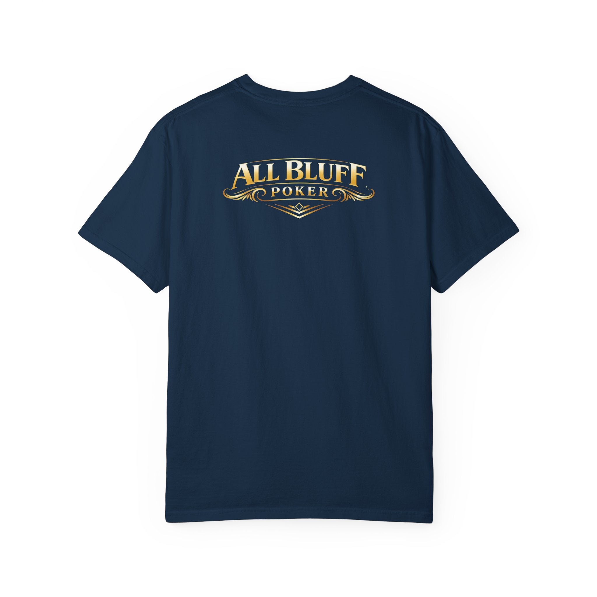 7-2 Style T-Shirt in True Navy – Back Flat Lay | All Bluff Poker