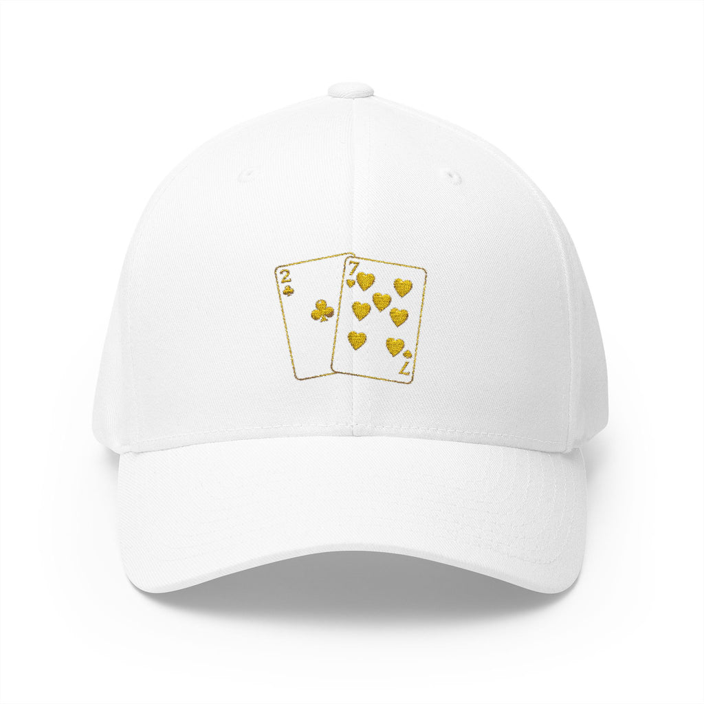 All Bluff Poker Fitted Cap in White – Front View | All Bluff Poker