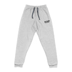 All Bluff No Fear Relaxed Sweatpants in Athletic Heather – Front Flat Lay with Left Leg Embroidery | All Bluff Poker