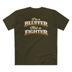 I'm a Bluffer Not a Fighter T-Shirt in Army – Back Flat Lay | All Bluff Poker