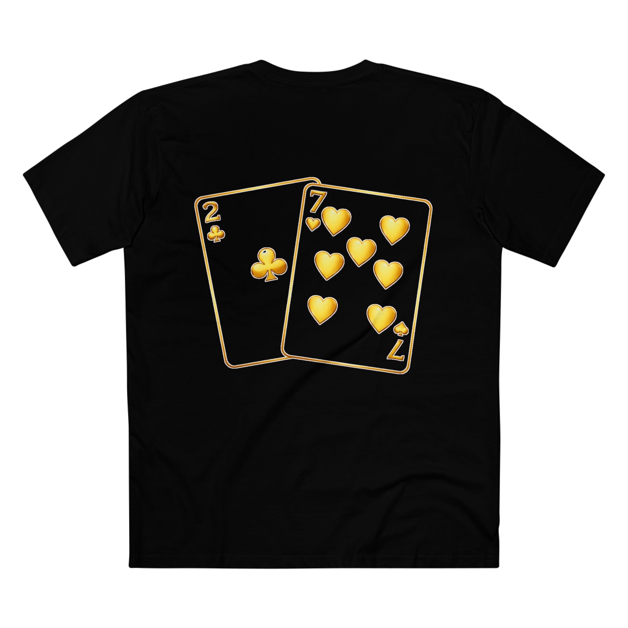 7-2 Style T-Shirt in Black – Back Flat Lay | All Bluff Poker