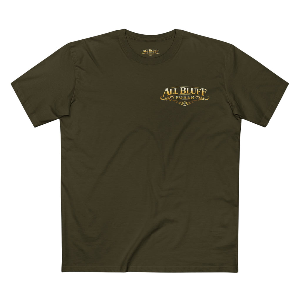 7-2 Style T-Shirt in Army – Front Flat Lay | All Bluff Poker