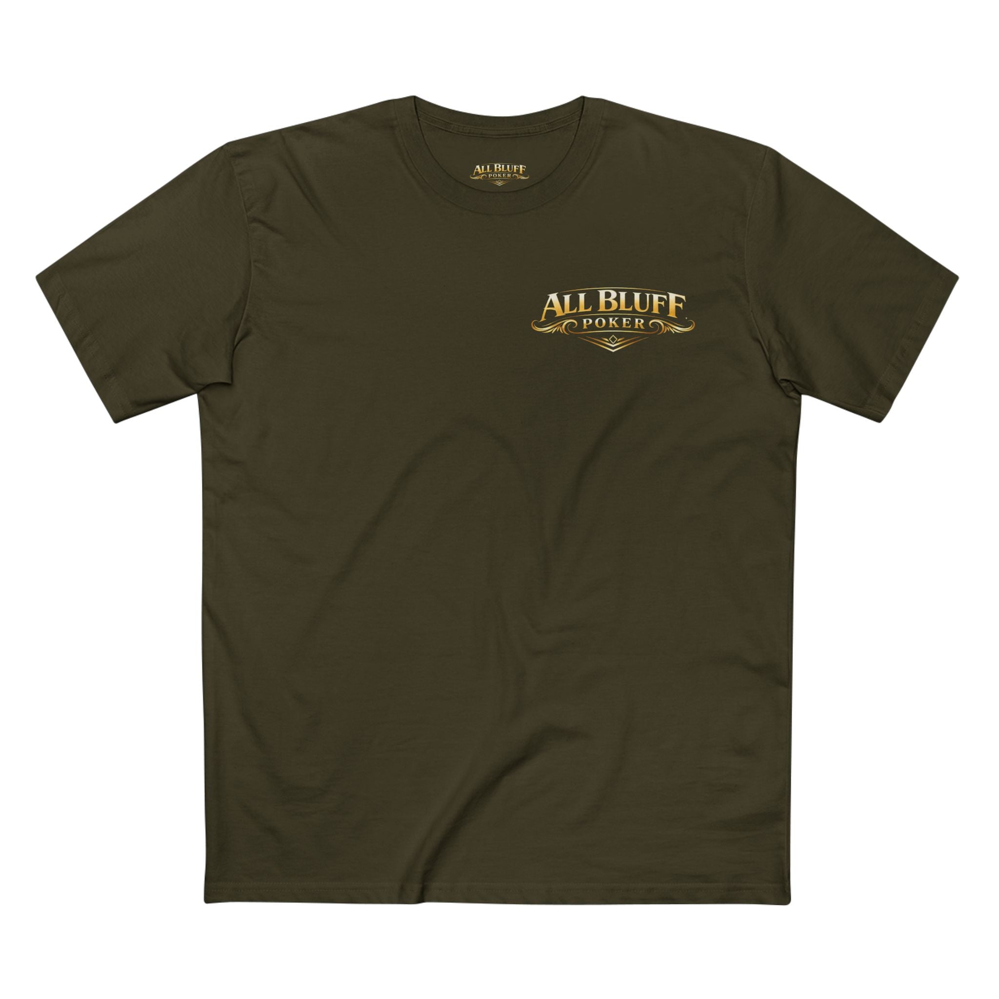7-2 Style T-Shirt in Army – Front Flat Lay | All Bluff Poker