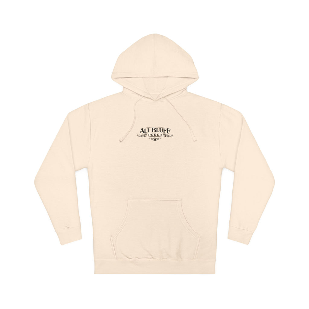 All Bluff No Fear Pullover Hoodie in Bone – Front Flat Lay | All Bluff Poker