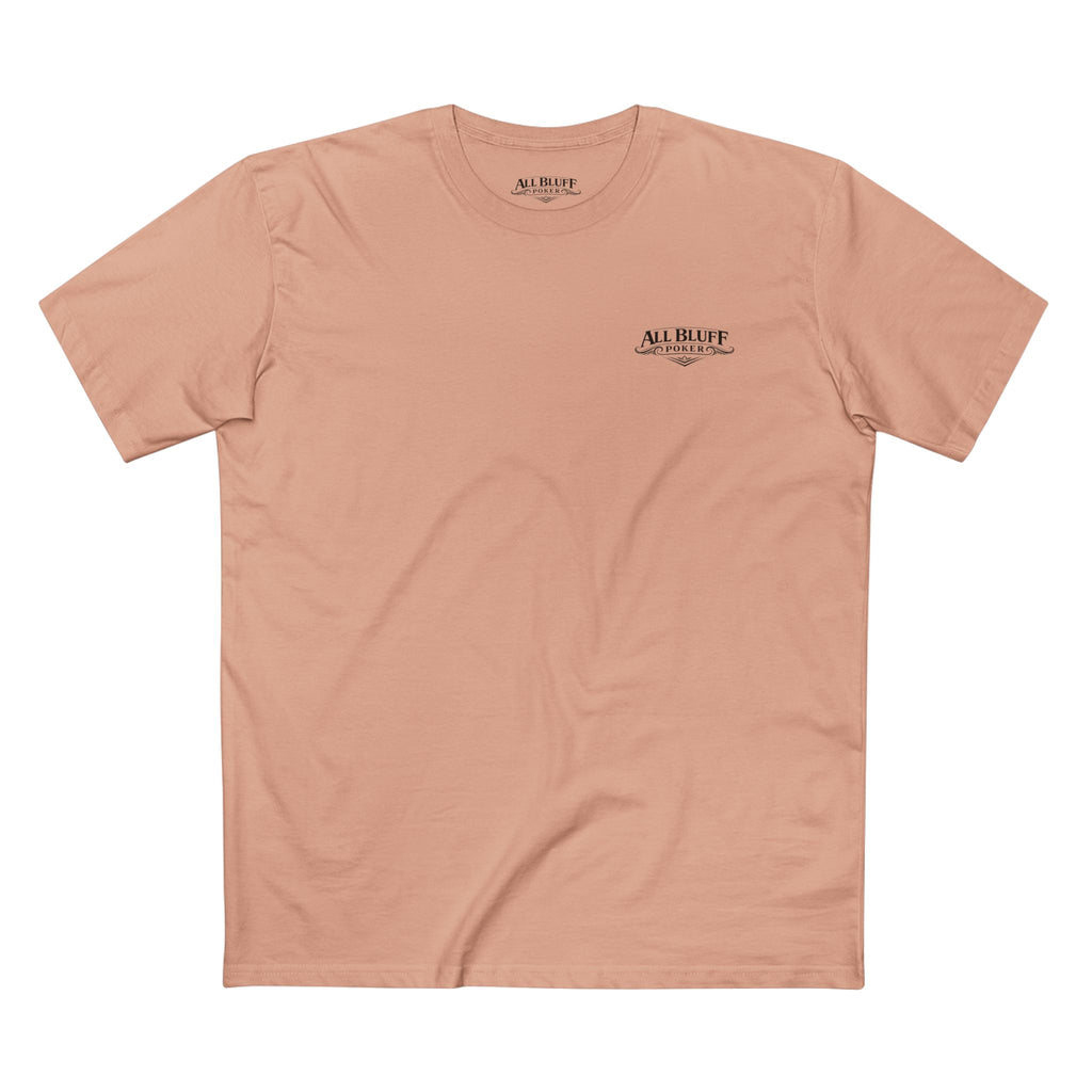 No Balls No Bluff T-Shirt in Pale Pink – Front Flat Lay | All Bluff Poker